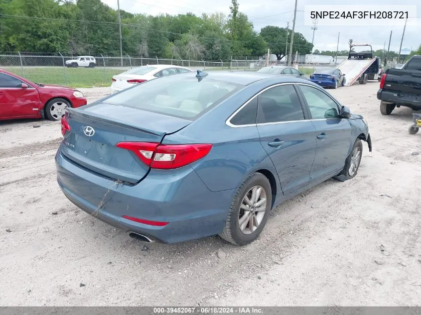 2015 Hyundai Sonata Se VIN: 5NPE24AF3FH208721 Lot: 39452067