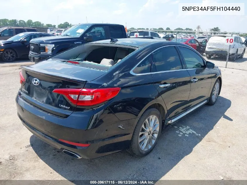 2015 Hyundai Sonata Limited VIN: 5NPE34AF5FH104440 Lot: 39617115