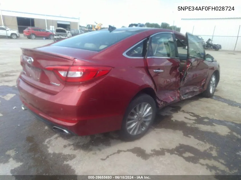 2015 Hyundai Sonata Limited VIN: 5NPE34AF0FH028724 Lot: 39655693