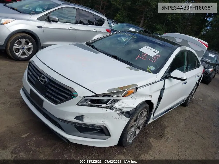 2015 Hyundai Sonata Limited 2.0T VIN: 5NPE34AB3FH180381 Lot: 39722622