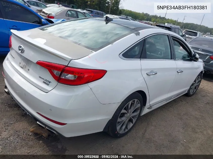 2015 Hyundai Sonata Limited 2.0T VIN: 5NPE34AB3FH180381 Lot: 39722622