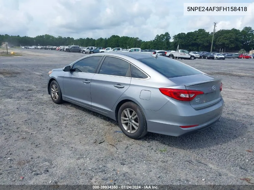 2015 Hyundai Sonata Se VIN: 5NPE24AF3FH158418 Lot: 39934350