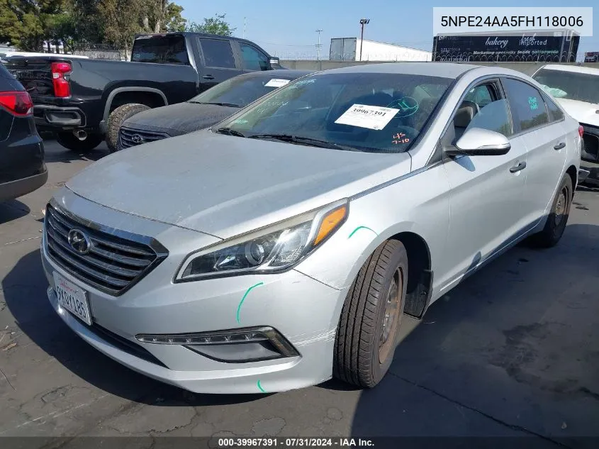 2015 Hyundai Sonata Eco VIN: 5NPE24AA5FH118006 Lot: 39967391