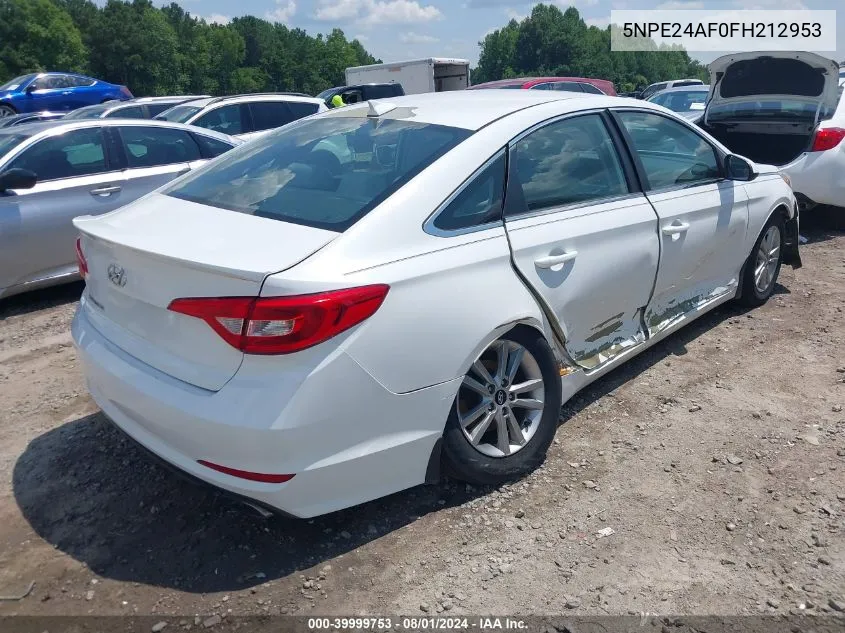 2015 Hyundai Sonata Se VIN: 5NPE24AF0FH212953 Lot: 39999753