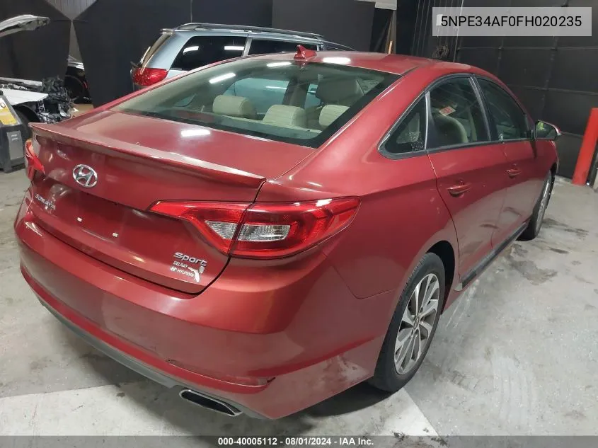 2015 Hyundai Sonata Sport VIN: 5NPE34AF0FH020235 Lot: 40005112