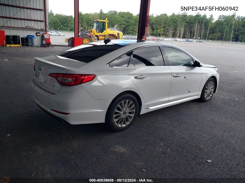 2015 Hyundai Sonata Limited VIN: 5NPE34AF5FH060942 Lot: 40039659