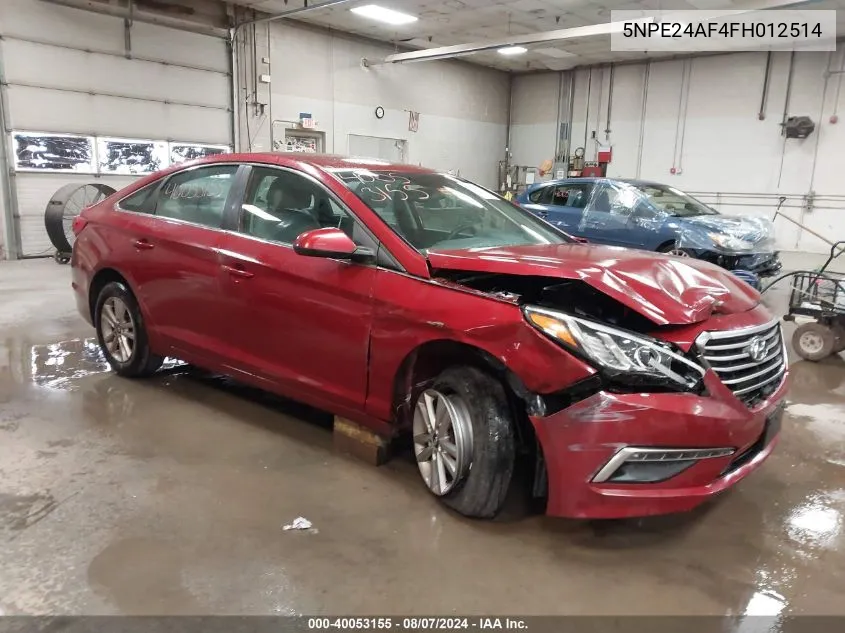 2015 Hyundai Sonata Se VIN: 5NPE24AF4FH012514 Lot: 40053155