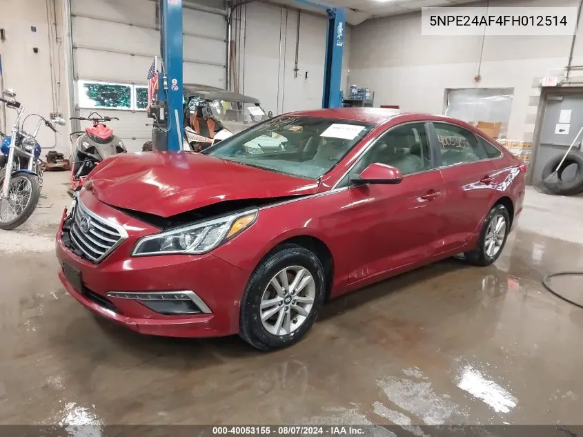 5NPE24AF4FH012514 2015 Hyundai Sonata Se