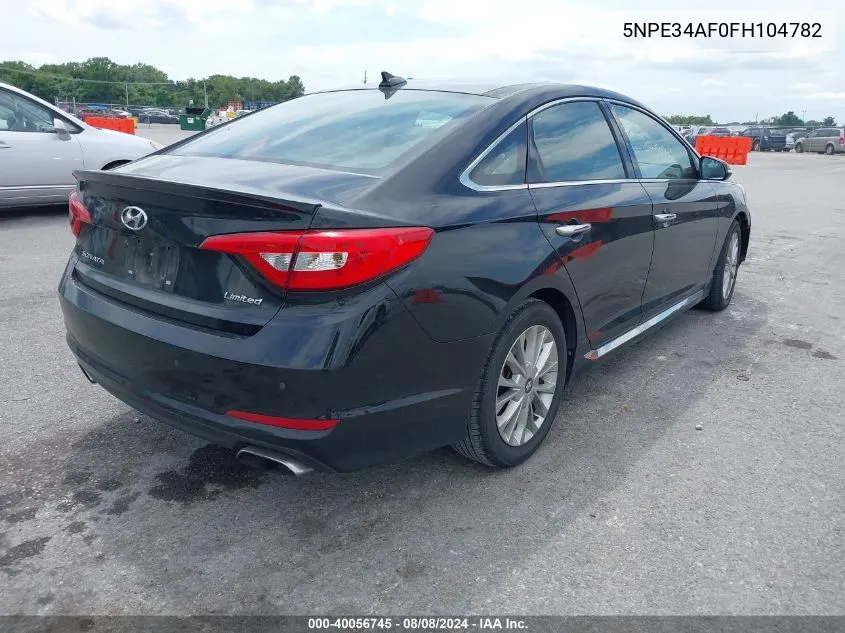 2015 Hyundai Sonata Limited VIN: 5NPE34AF0FH104782 Lot: 40056745