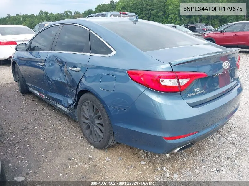 2015 Hyundai Sonata Limited VIN: 5NPE34AF0FH179675 Lot: 40077502