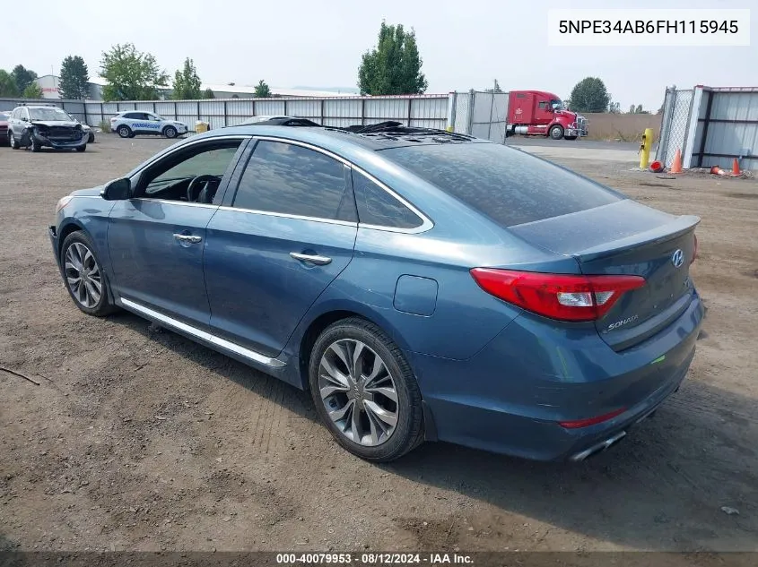 2015 Hyundai Sonata Limited 2.0T VIN: 5NPE34AB6FH115945 Lot: 40079953