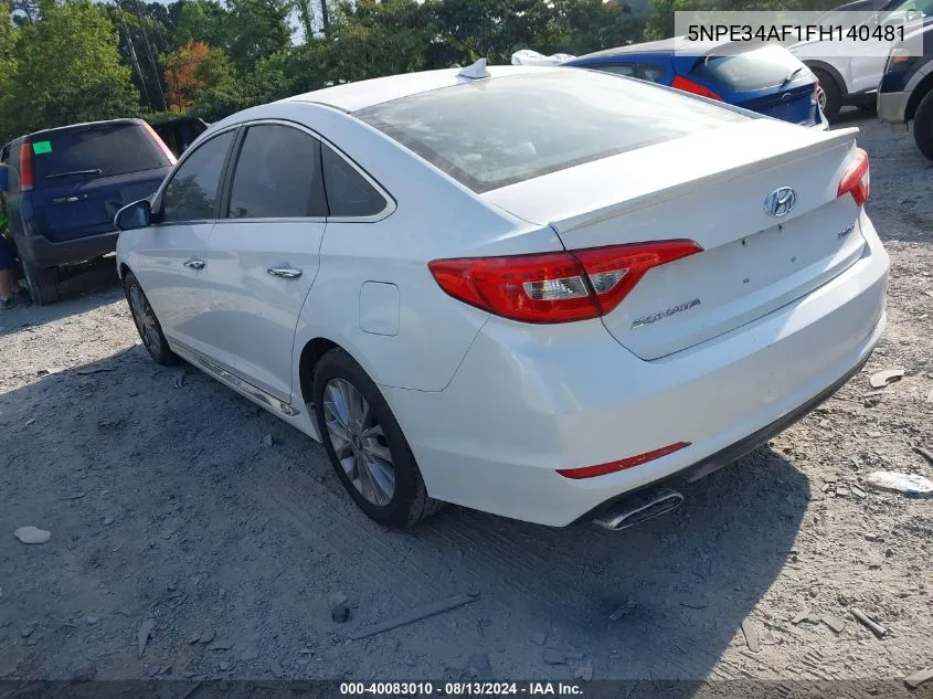 2015 Hyundai Sonata Limited VIN: 5NPE34AF1FH140481 Lot: 40083010