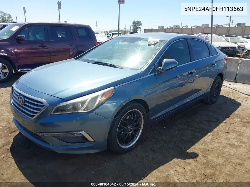 2015 Hyundai Sonata Se VIN: 5NPE24AF0FH113663 Lot: 40104542