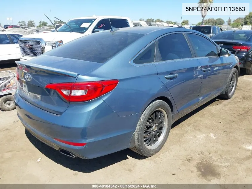 5NPE24AF0FH113663 2015 Hyundai Sonata Se