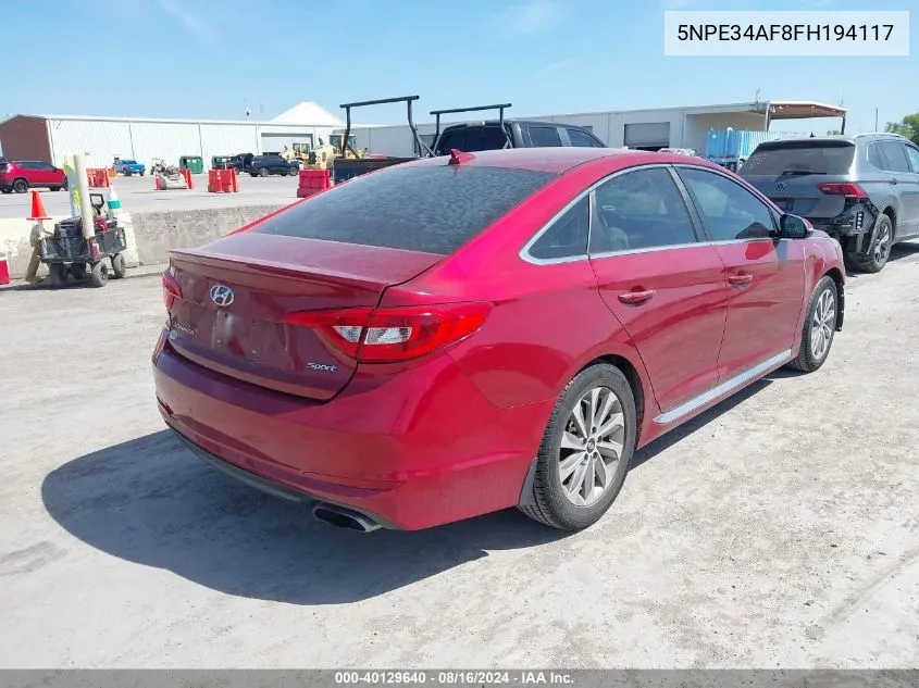 5NPE34AF8FH194117 2015 Hyundai Sonata Sport