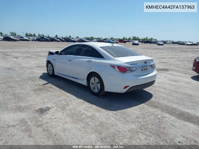 2015 Hyundai Sonata Hybrid VIN: KMHEC4A42FA137963 Lot: 40136403