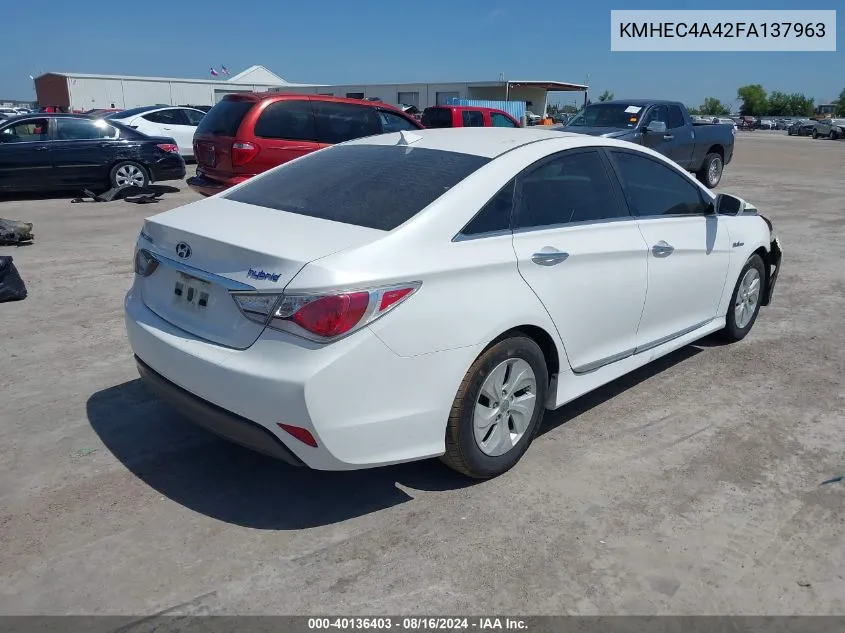 2015 Hyundai Sonata Hybrid VIN: KMHEC4A42FA137963 Lot: 40136403