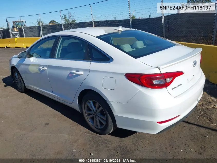 2015 Hyundai Sonata Se VIN: 5NPE24AF0FH118197 Lot: 40148387