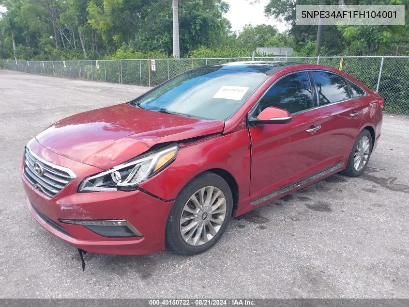 2015 Hyundai Sonata Limited VIN: 5NPE34AF1FH104001 Lot: 40150722