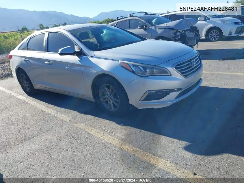 2015 Hyundai Sonata Se VIN: 5NPE24AFXFH228481 Lot: 40158528