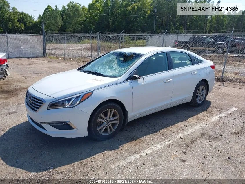 2015 Hyundai Sonata Se VIN: 5NPE24AF1FH214386 Lot: 40165519