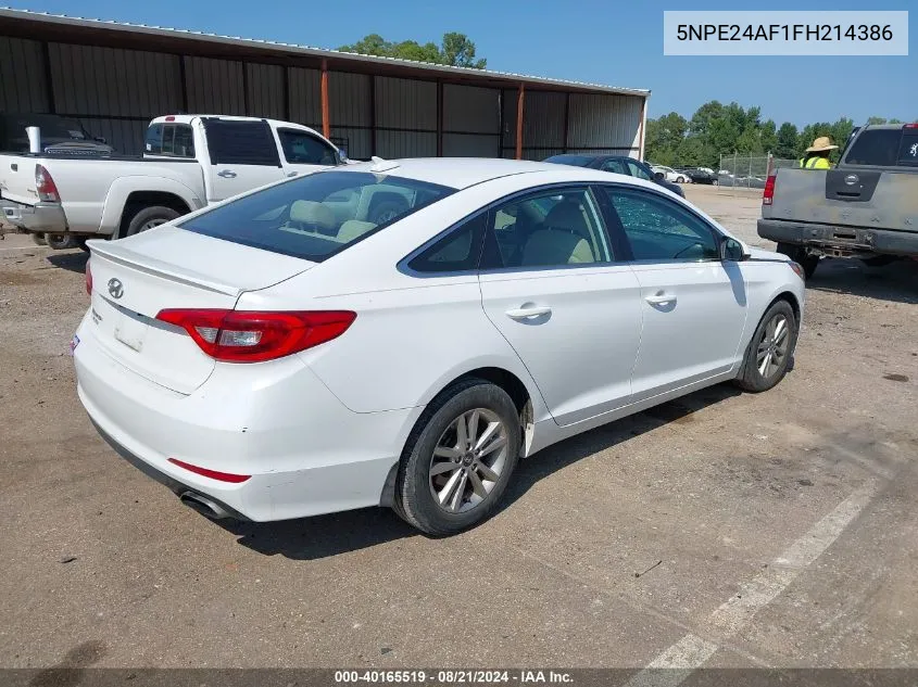 2015 Hyundai Sonata Se VIN: 5NPE24AF1FH214386 Lot: 40165519