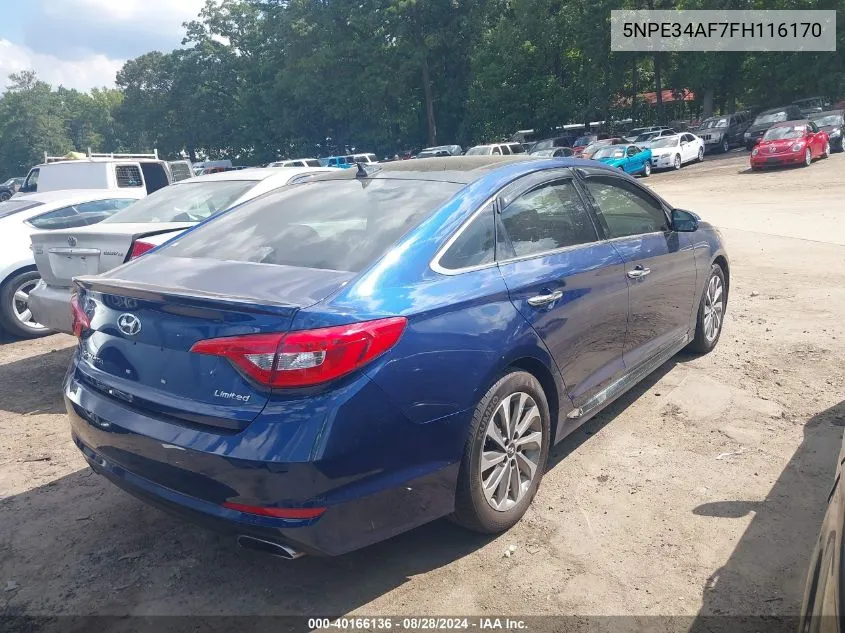 2015 Hyundai Sonata Limited VIN: 5NPE34AF7FH116170 Lot: 40166136