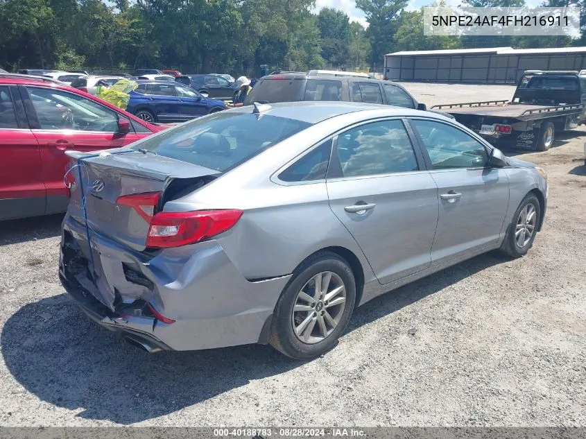 2015 Hyundai Sonata Se VIN: 5NPE24AF4FH216911 Lot: 40188783