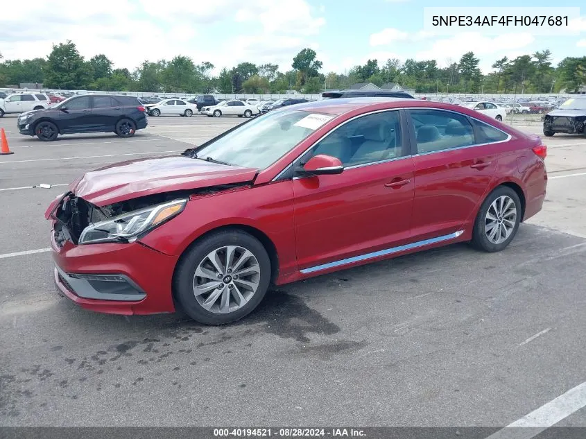 2015 Hyundai Sonata Sport VIN: 5NPE34AF4FH047681 Lot: 40194521