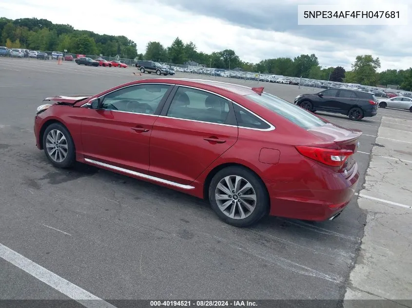 2015 Hyundai Sonata Sport VIN: 5NPE34AF4FH047681 Lot: 40194521