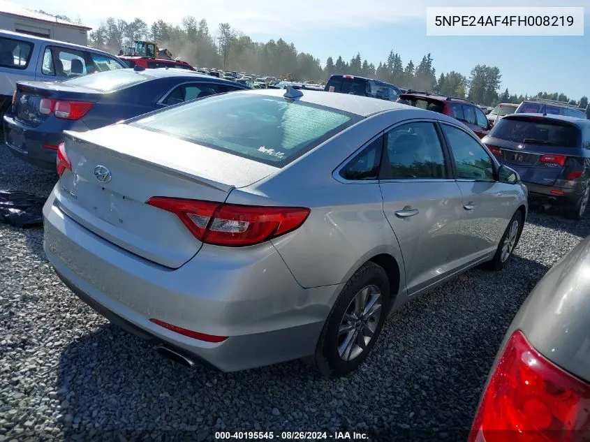 2015 Hyundai Sonata Se VIN: 5NPE24AF4FH008219 Lot: 40195545