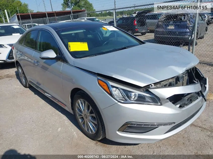 2015 Hyundai Sonata Limited VIN: 5NPE34AF6FH106195 Lot: 40200743