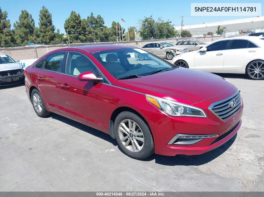 5NPE24AF0FH114781 2015 Hyundai Sonata Se