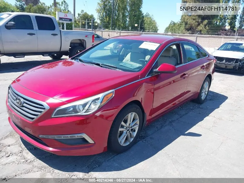 5NPE24AF0FH114781 2015 Hyundai Sonata Se