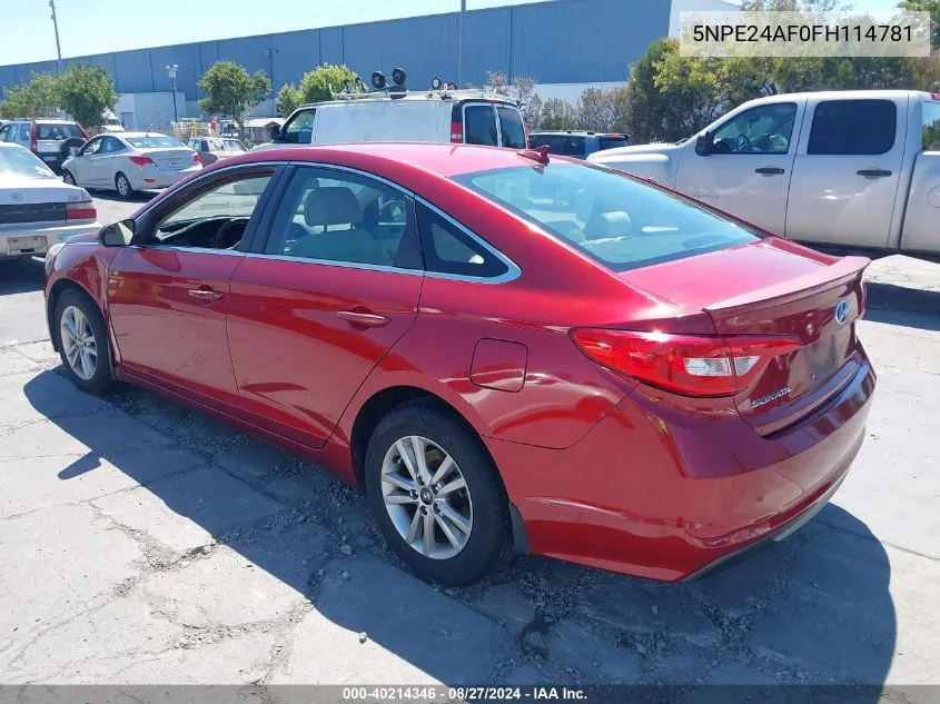 5NPE24AF0FH114781 2015 Hyundai Sonata Se