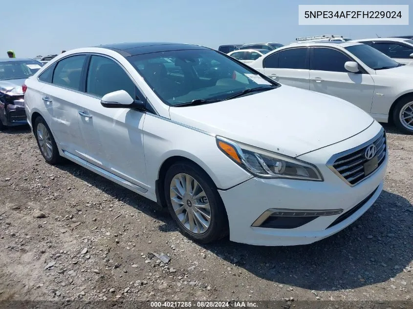 2015 Hyundai Sonata Limited VIN: 5NPE34AF2FH229024 Lot: 40217285