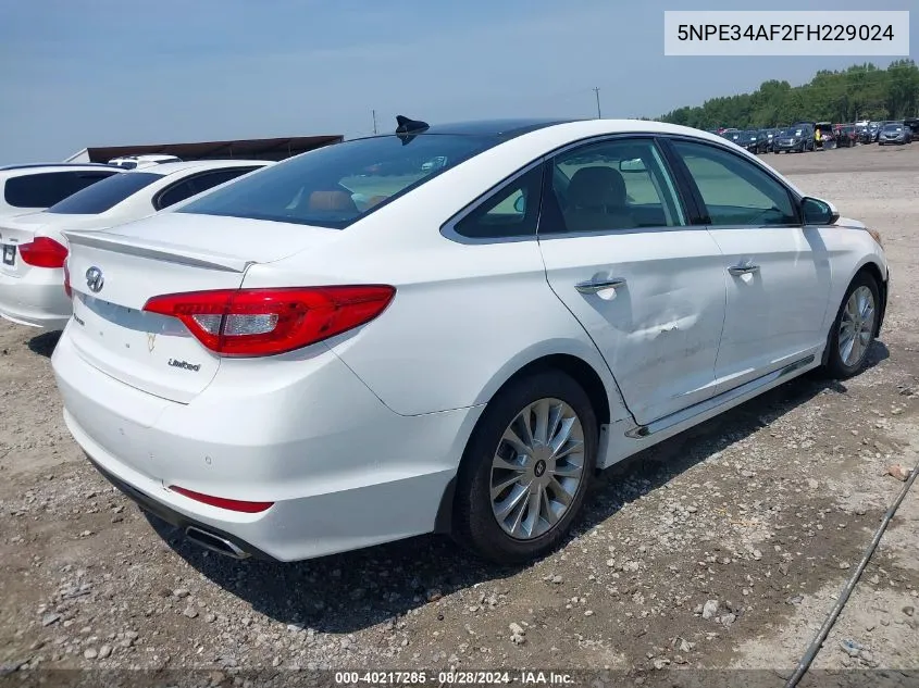 2015 Hyundai Sonata Limited VIN: 5NPE34AF2FH229024 Lot: 40217285