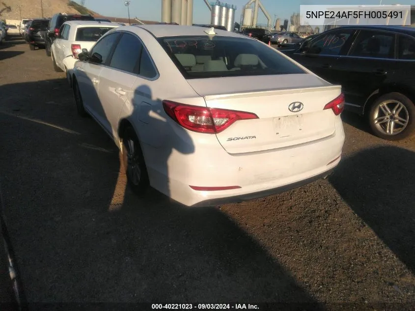 5NPE24AF5FH005491 2015 Hyundai Sonata Se