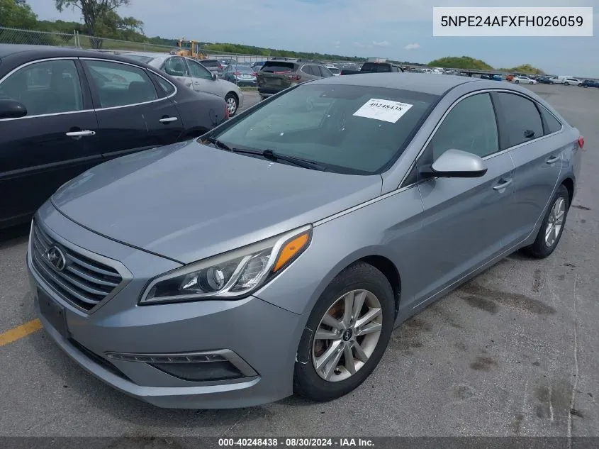 5NPE24AFXFH026059 2015 Hyundai Sonata Se