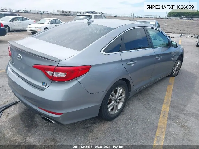 2015 Hyundai Sonata Se VIN: 5NPE24AFXFH026059 Lot: 40248438