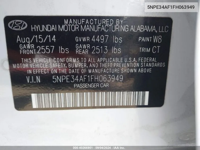 5NPE34AF1FH063949 2015 Hyundai Sonata Sport/Limited