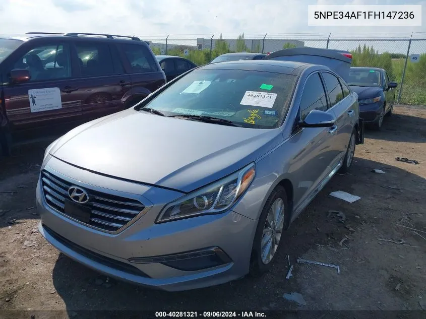 2015 Hyundai Sonata Limited VIN: 5NPE34AF1FH147236 Lot: 40281321