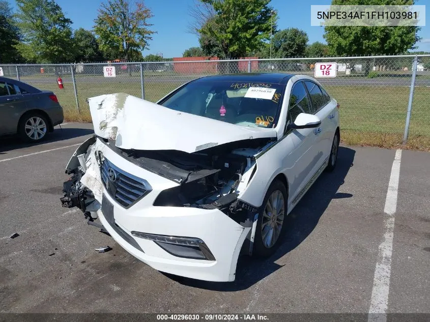 2015 Hyundai Sonata Limited VIN: 5NPE34AF1FH103981 Lot: 40296030