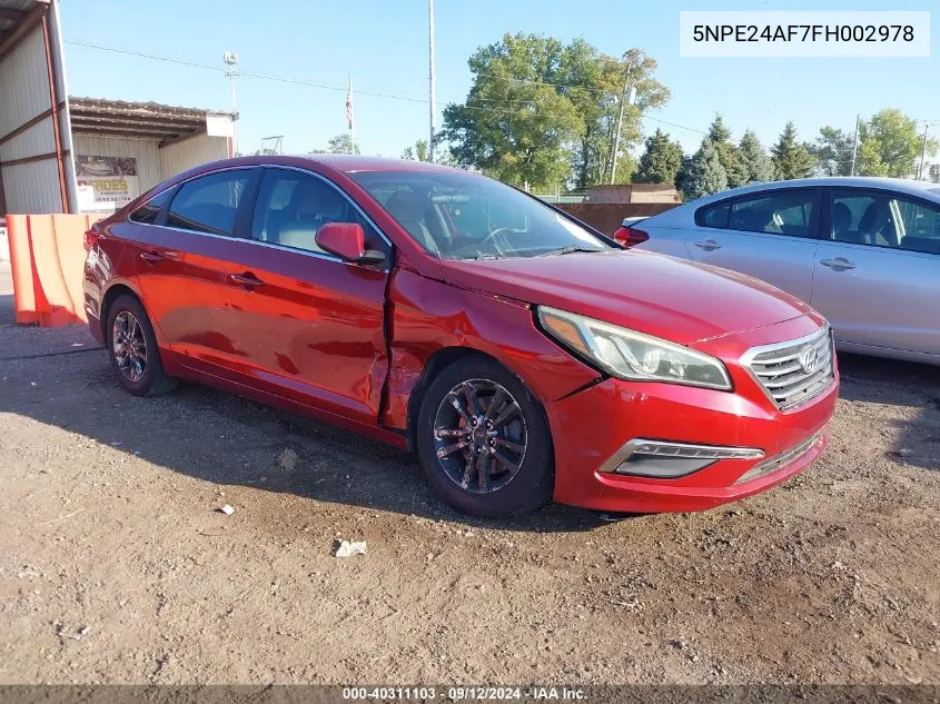 5NPE24AF7FH002978 2015 Hyundai Sonata Se