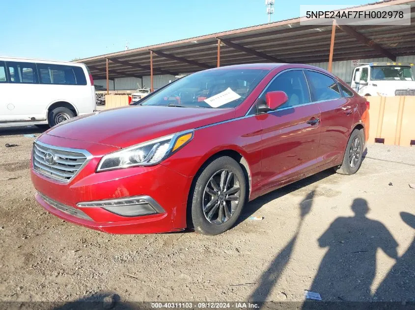 2015 Hyundai Sonata Se VIN: 5NPE24AF7FH002978 Lot: 40311103