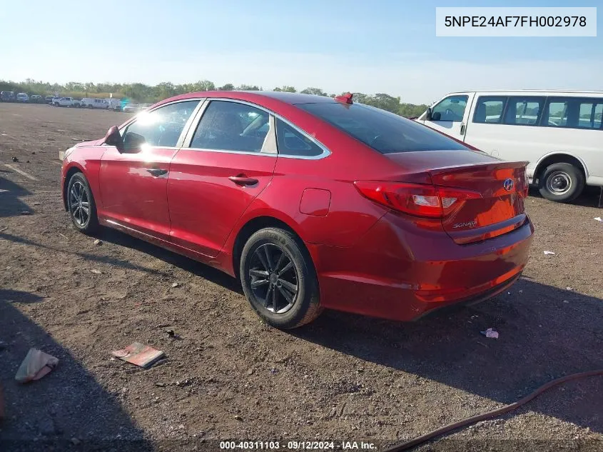 5NPE24AF7FH002978 2015 Hyundai Sonata Se