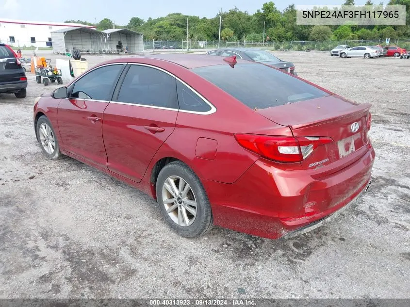 2015 Hyundai Sonata Se VIN: 5NPE24AF3FH117965 Lot: 40313923