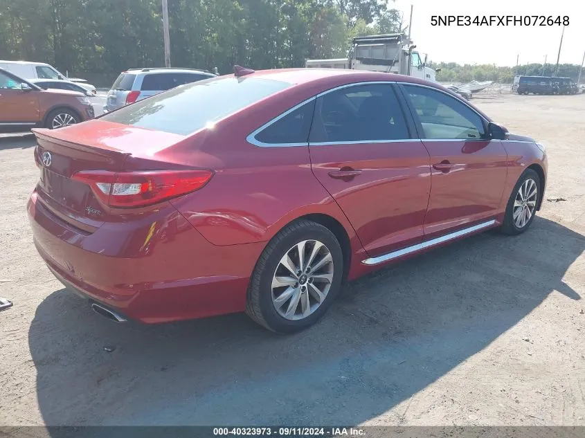 5NPE34AFXFH072648 2015 Hyundai Sonata Sport