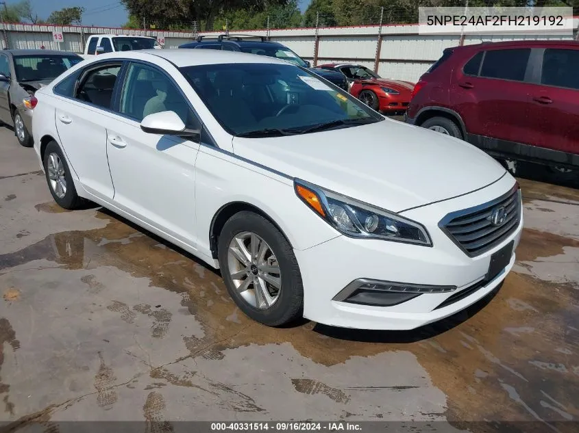 2015 Hyundai Sonata Se VIN: 5NPE24AF2FH219192 Lot: 40331514