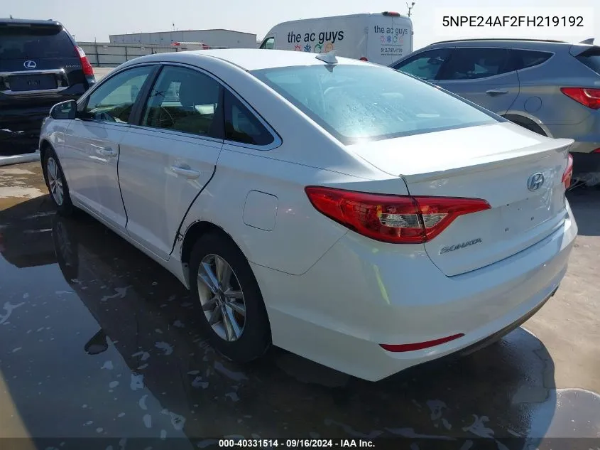 2015 Hyundai Sonata Se VIN: 5NPE24AF2FH219192 Lot: 40331514